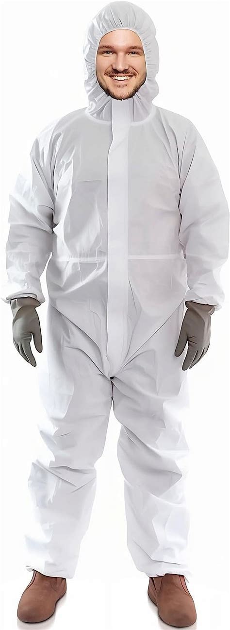 Disposable Coveralls With Hood X Large Pack Of White Microporous