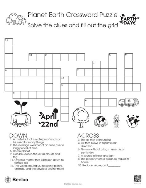 Planet Earth Crossword Puzzle Beeloo Printable Crafts And Activities