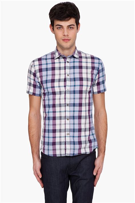 Lyst - Paul Smith Tailored Fit Plaid Shirt in Purple for Men