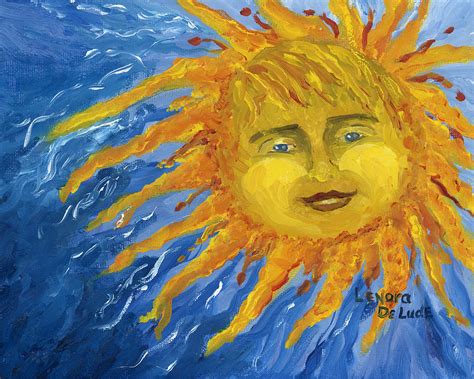 Smiling Yellow Sun in Blue Sky Painting by Lenora De Lude - Fine Art ...