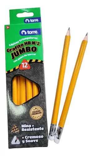 Lápiz Gráfito Jumbo Hb Nº2 Triangular Con Goma Torre 12un Cuotas sin