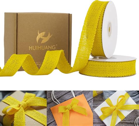 Amazon HUIHUANG Yellow Burlap Ribbon 1 Inch X 20 Yards Natural