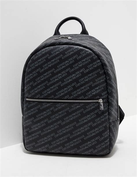 Emporio Armani Leather Mens All Over Print Backpack Black For Men Lyst