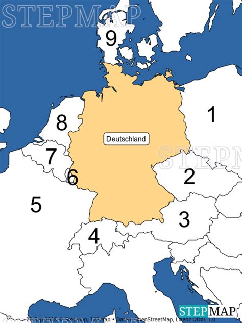 Stepmap Nachbarländer Deutschlands Landkarte Für Europa