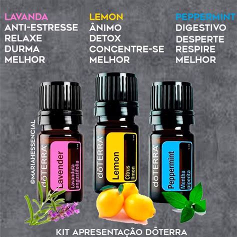 Kit Apresentação Dōterra Kit Introdutório Limão Lavanda Peppermint Óleos Essenciais Doterra