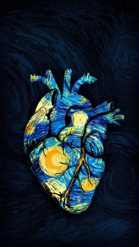 Starry Night Painted Heart Vincent Van Gogh K Wallpaper Van Gogh Art