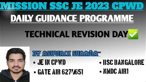 Day Technical Revision Day Mission Cpwd Ssc Je The