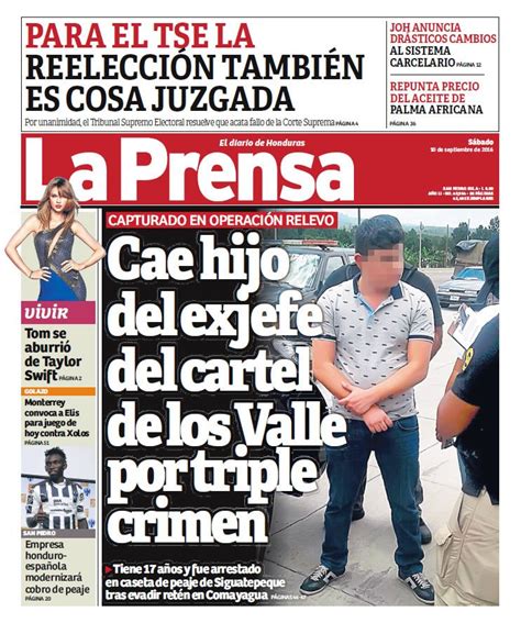 Honduras Te mostramos la portada de hoy sábado 10 de septiembre de