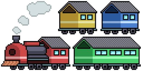 Pixel Art Set Tren Moderno Aislado Vector Premium