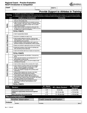 Fillable Online Nccp Baseball Regional Coach Practice Evaluation Fax