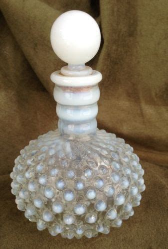 Milk Glass White Hobnail Opalescent 1940s Vintage Perfume Glass