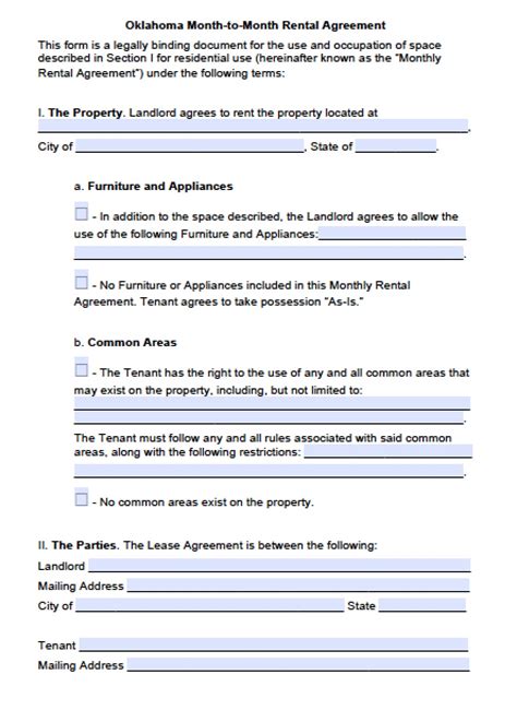 Free Oklahoma Standard Residential Lease Agreement Word Pdf Eforms Free Oklahoma Lease