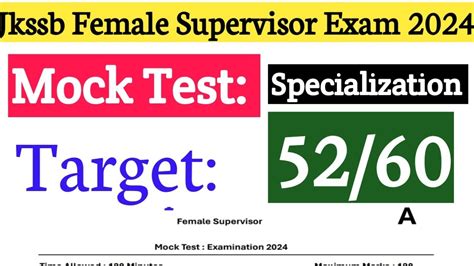 Jkssb Female Supervisor Mock Test Jkssb Supervisor Mock Test