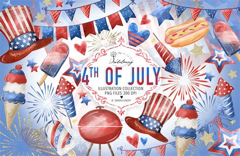 Watercolor Th Of July Clipart Graphic By Dandelionery Creative Fabrica