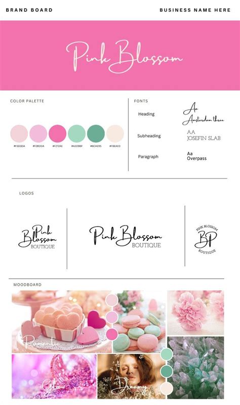 Pink Brand Colour Palette Canva Template | Small Business Branding Kit