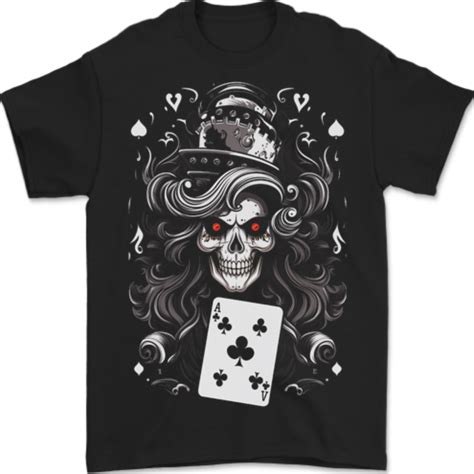 The Queen Of Clubs Skull Mens T Shirt 100 Cotton Ebay