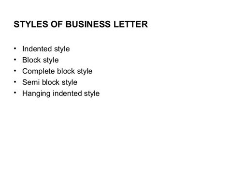 Styles Of Business Letters