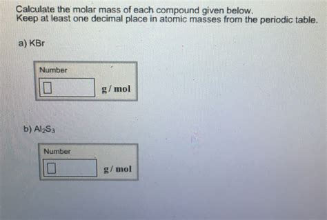 Solved Calculate The Molar Mass Of Each Compound Given Be Chegg