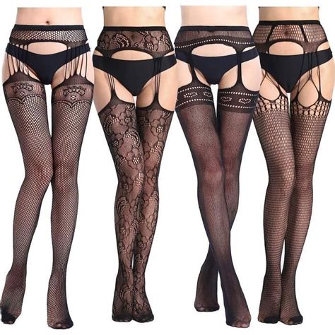 Bas Femme Sexy Porte Jartelle Femme Sexy et Bas Collant Résille Sexy Lingerie Sexy