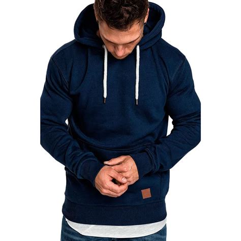 Blue Plain Hoodies For Men