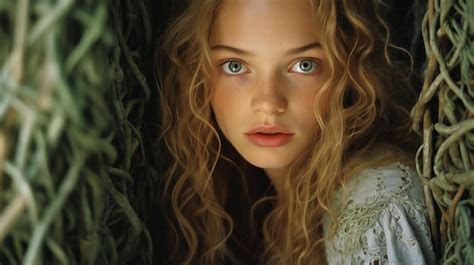 Premium Ai Image Girl With Big Green Eyes