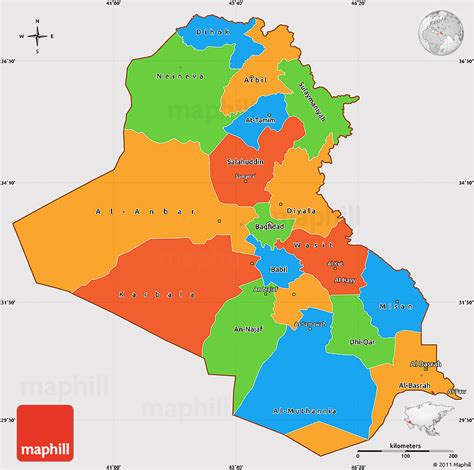 Political Simple Map Of Iraq Cropped Outside