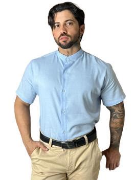 Camisa Gola Padre Masculina Social Slim Fit Manga Curta Envio Imediato