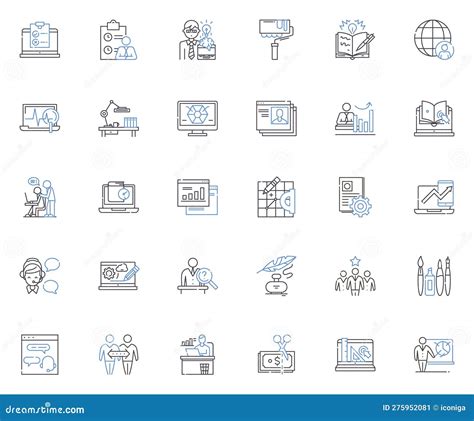 Job Procedure Line Icons Collection Systematize Organize Streamline