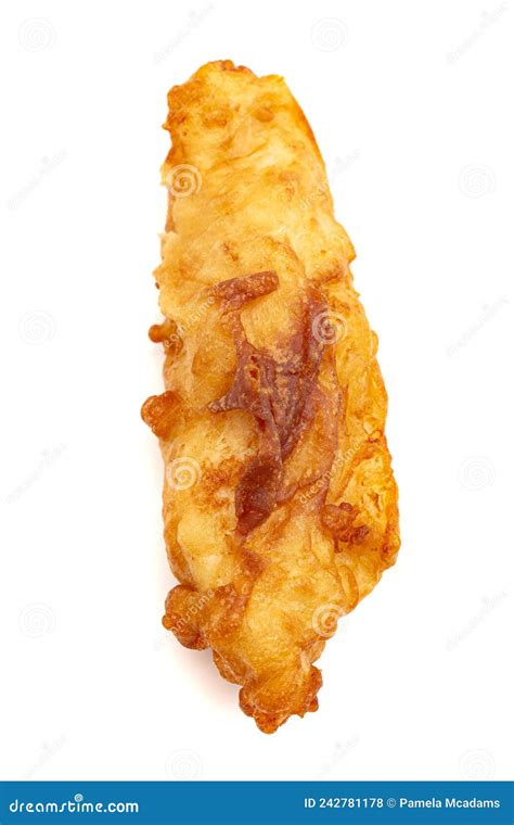 Battered And Fried Fish On A White Background Stock Photo Image Of