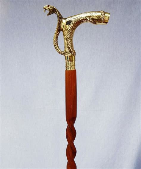 Brass Polish Handle Walking Stick Wood Snake Walking Cane Etsy In