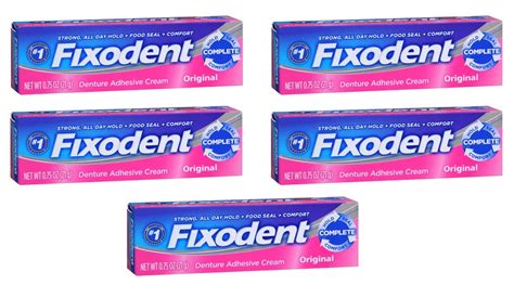 5 Pack Fixodent Denture Adhesive Cream Original 0 75 Oz Each