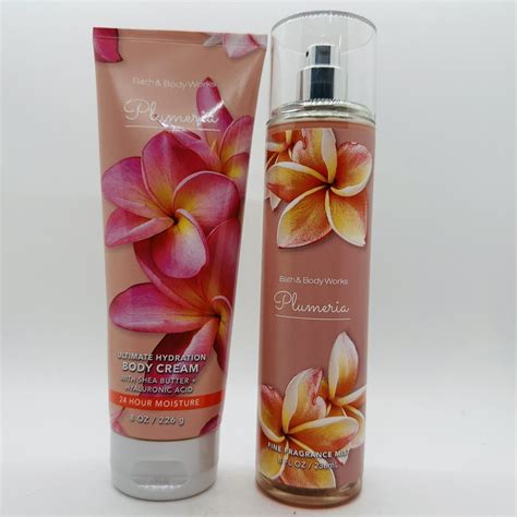 New Bath And Body Works Plumeria Fragrance Body Mist And Body Cream 8 Fl Oz Set Of 2 Ebay