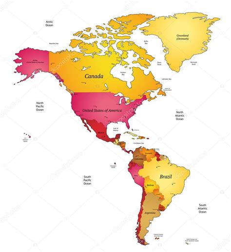 Mapa Das Américas — Vetores De Stock 13475040