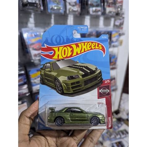 HIJAU Hot Wheels Nissan Skyline GTR R Green Card Not Mint Shopee Malaysia