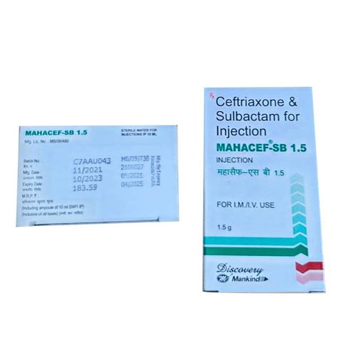 Mankind Mahacef SB 1 5 Ceftriaxone Sulbactam Injection At Rs 48 Box