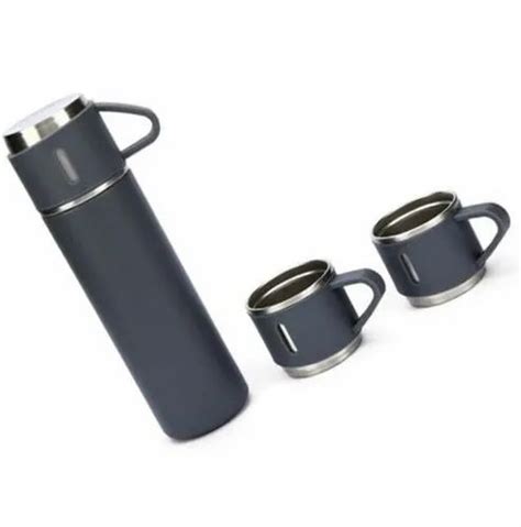 Stainless Steel Black Vacuum Flask Set For Gift Purpose At Piece