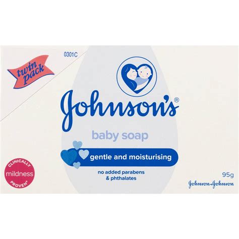 Johnsons Gentle Moisturising Baby Soap Bar Twin Pack 2 X 95g Woolworths