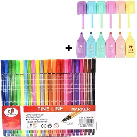 Kit 24 Canetas Coloridas Fine Line Ponta Fina 0 4mm Marca Texto