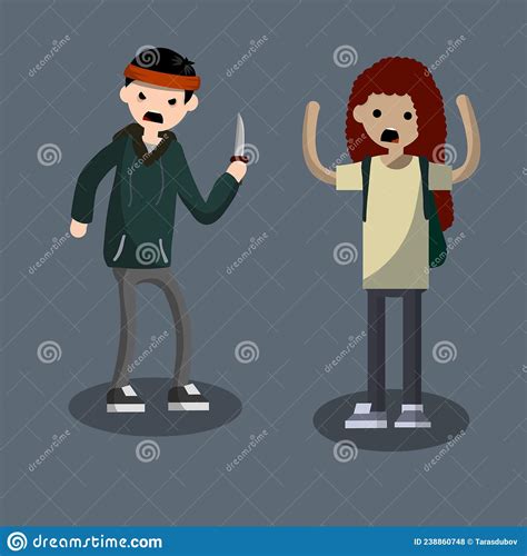 Criminal Problem Of The City A Thief With Knife Stock Vector