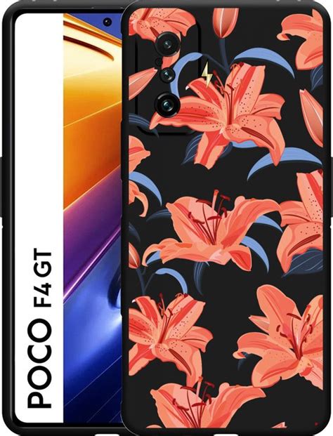 Xiaomi Poco F Gt Hoesje Zwart Flowers Designed By Cazy Bol