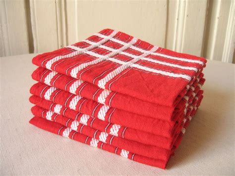 Serviettes De Table Rouges Rayures Blanches Serviette En Coton