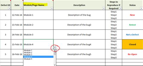 Defect Tracking Sheet Template Excel ~ Sample Excel Templates