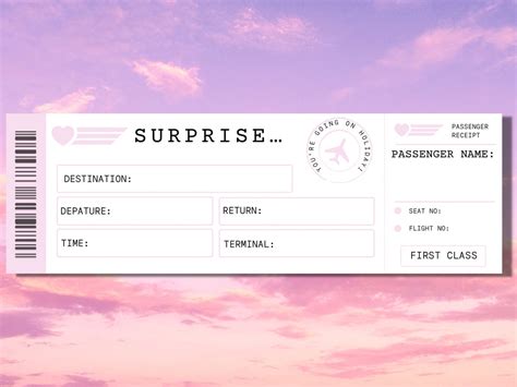 Boarding Pass Template Printable Pdf Vacation Trip Surprise