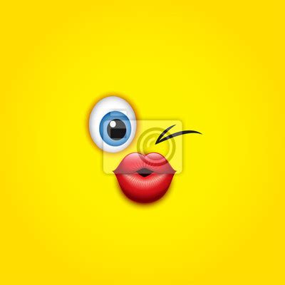 Nettes küssendes emoticon, emoji wandposter • poster Emoticons, Smileys ...