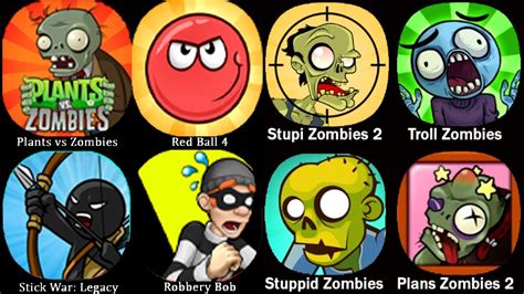 Plants Vs Zombies Red Ball 4 Stupi Zombies Troll Zombies Stick War