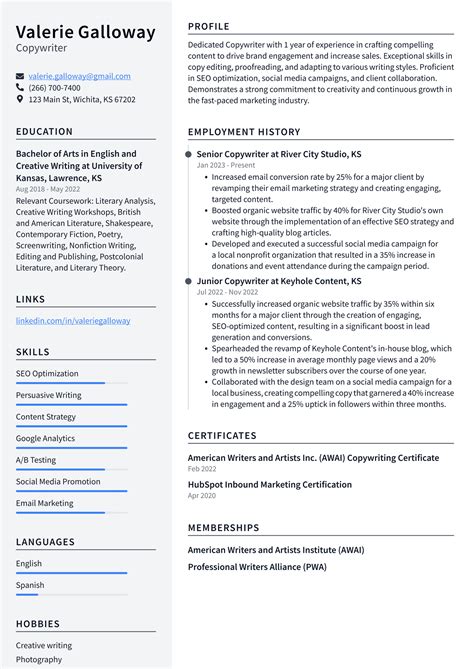 Snapchat Copywriter Resume Examples Resumecat