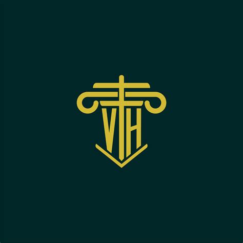 Vh Initial Monogram Logo Design For Law Firm With Pillar Vector Image