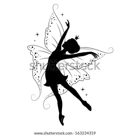 Silhouette Beautiful Fairy She Dancing Hand Stock Vector 563234359 - Shutterstock