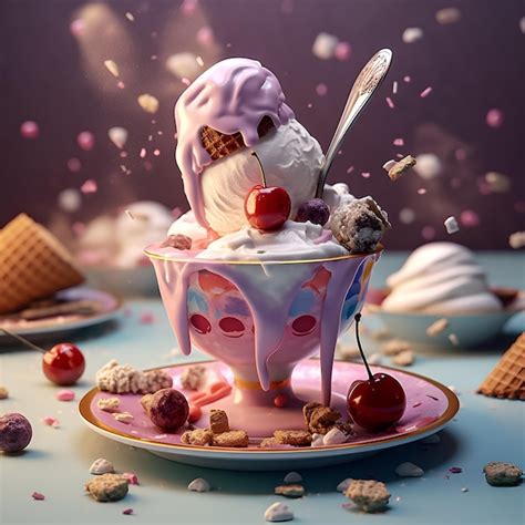 Premium Photo A Picture Of A Ice Cream With A Pink Ice Cream Cone And