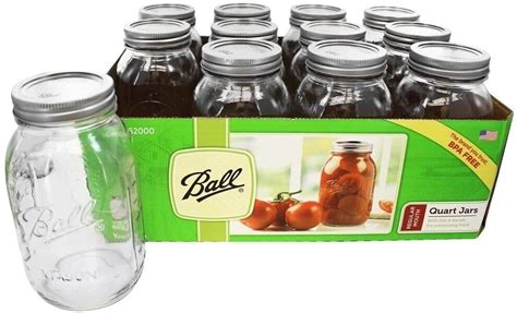 Ball Regular Mouth 32 Oz Pint Mason Jars With Lids Bands 12 Count